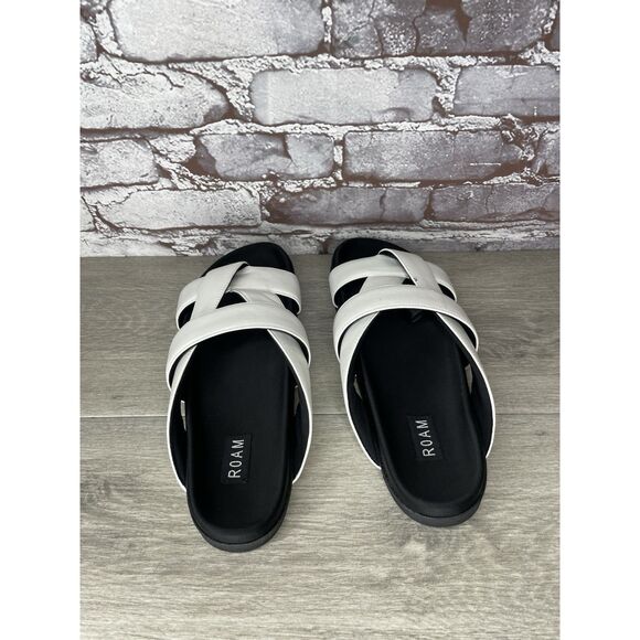 Roam White Leather Ribbon Open Toe Straps Slides Sandals Women Sz 41EU/10.5M US - Picture 6 of 16
